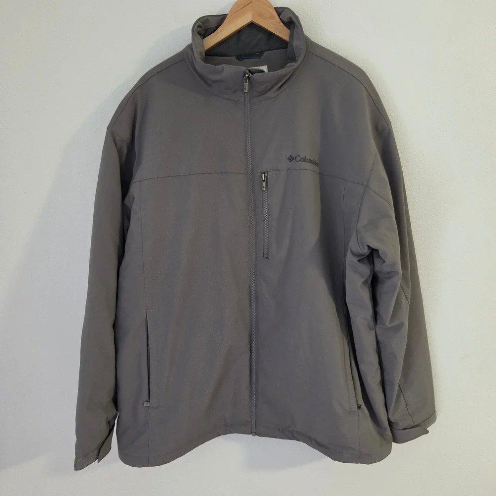 Columbia Mens XXL Grey Softshell Jacket Fleece Lined Full Zip XM5098-010